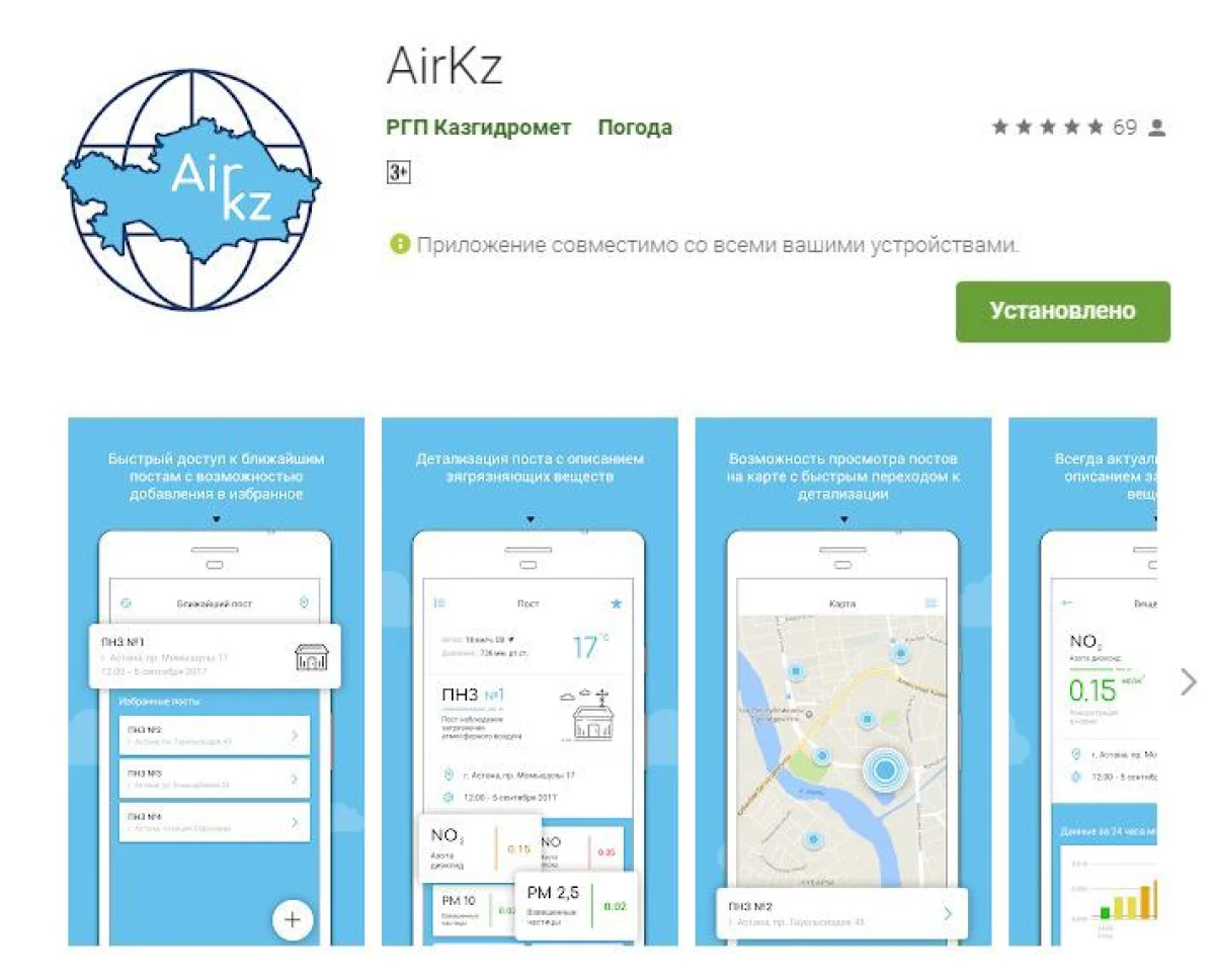 Еліміздегі атмосфералық ауаның сапасын мобильді қосымша арқылы бақылауға болады