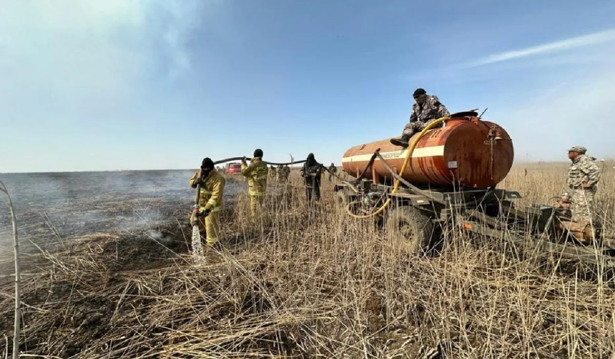 Атырау облысында бес күн бойы жанған қамыс өрті сөндірілді