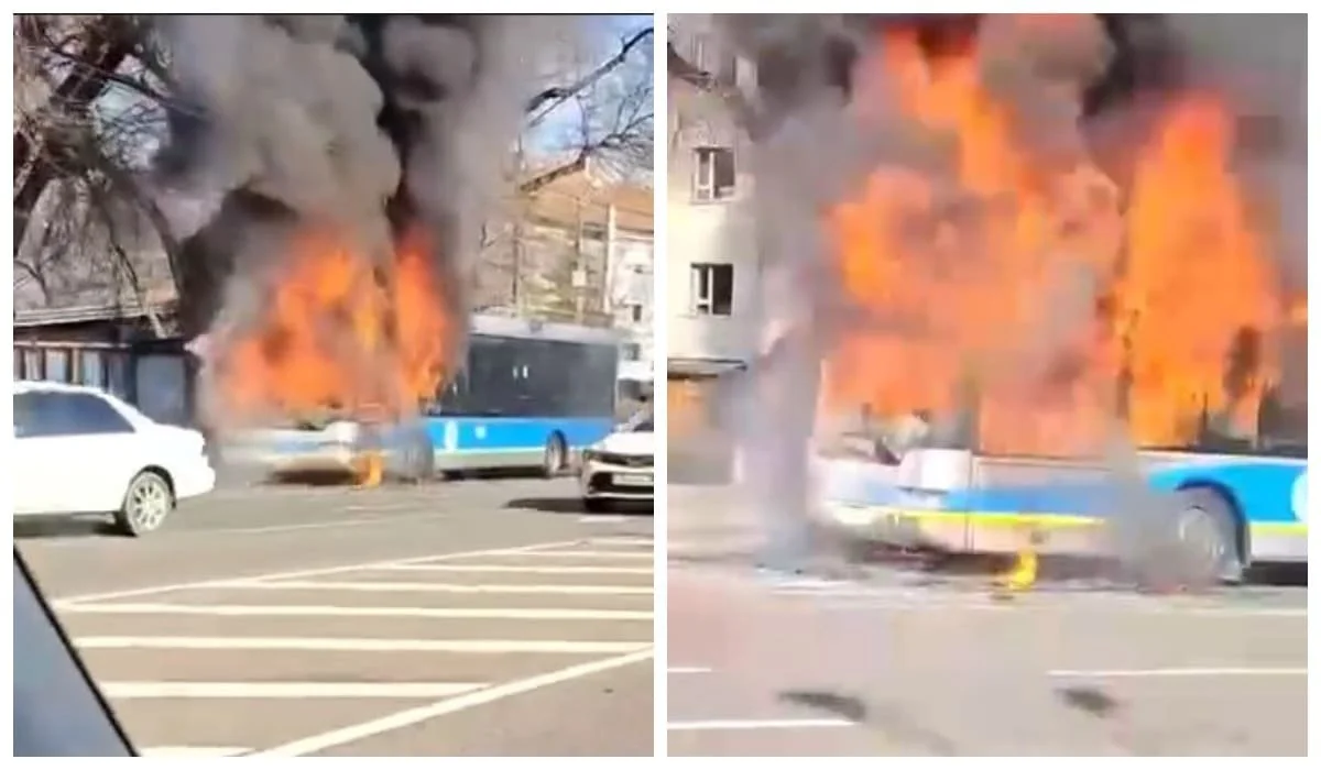 Алматыда троллейбус өртеніп кетті