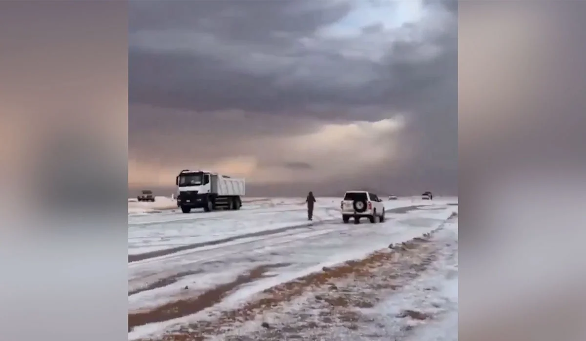 Сауд Арабиясында алғаш рет қар жауды (ВИДЕО)