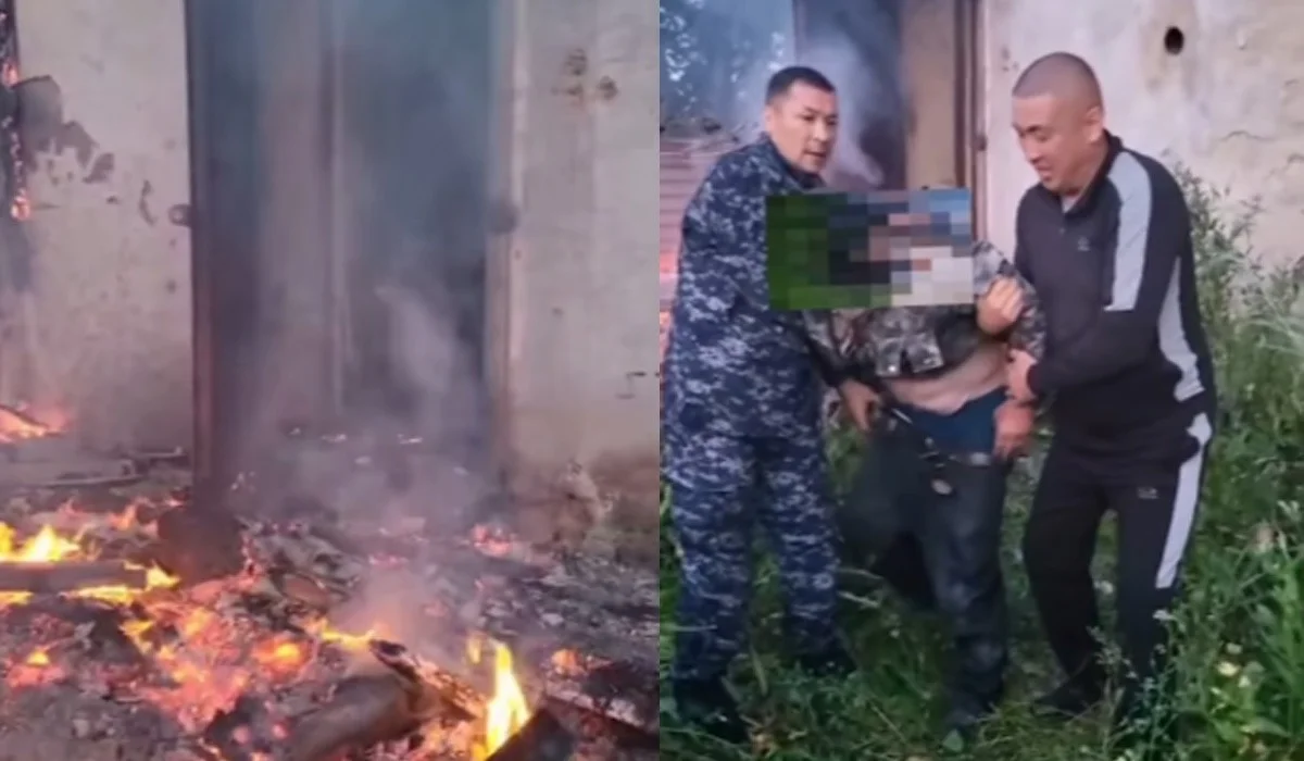 Қостанай облысында полицейлер жанып жатқан ғимараттан ер адамды құтқарып қалды