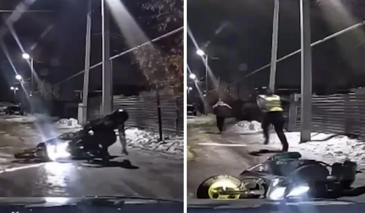 Астанада ішіп алған жүргізуші мопедін тастай салып, полиция қашты (ВИДЕО)