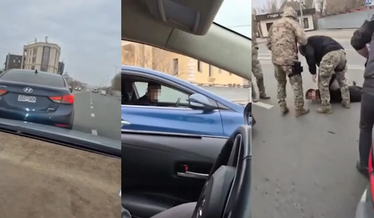 Атырауда жолға таласқан екі жүргізуші көшенің қақ ортасында төбелесіп кетті (ВИДЕО)