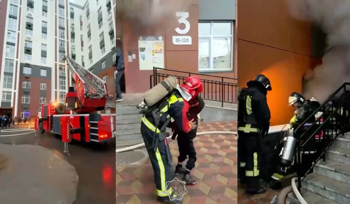 Қарағандыда 10 қабатты үйден өрт шығып, 35 адам оттың ортасында қалды