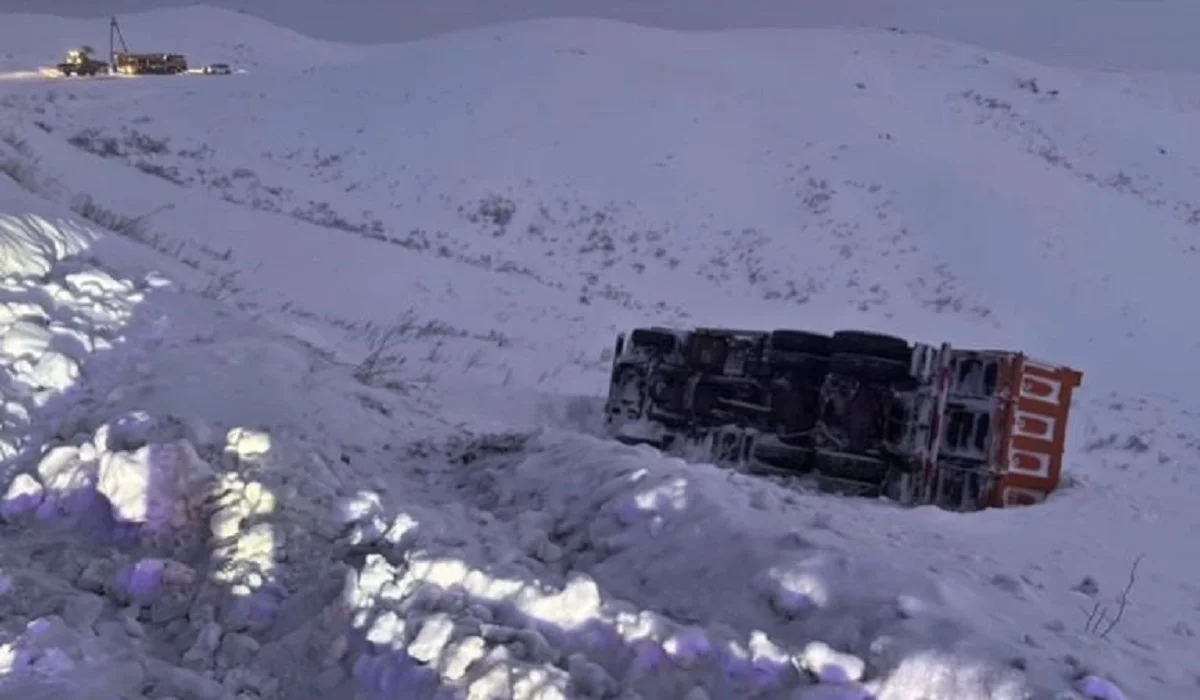 ШҚО-да жүк көлігі жолдан шығып кетіп, аударылып қалды