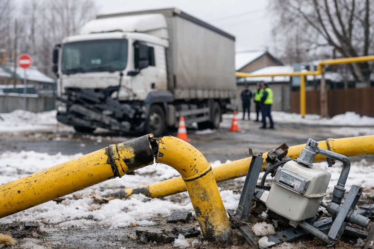 Алматыда жүк көлігі газ құбырын қиратып, 65 үй көгілдір отынсыз қалды