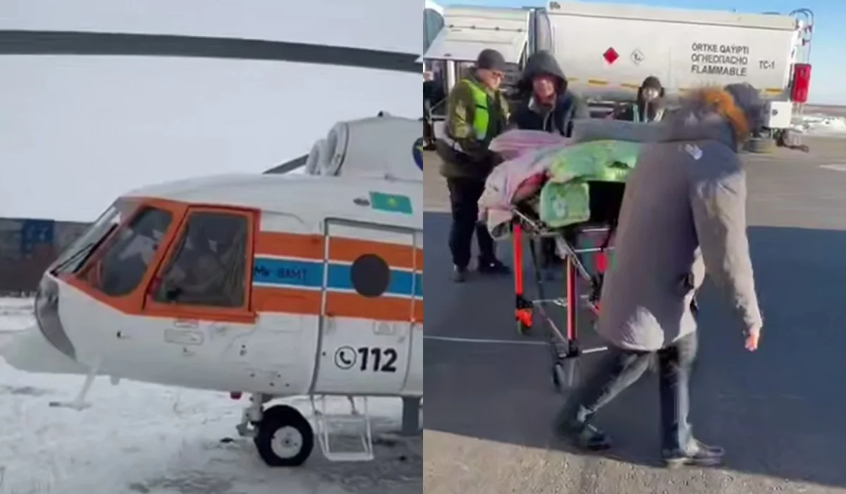 ТЖМ тікұшағы Жезқазғаннан Жайремге науқасты шұғыл жеткізді (ВИДЕО)