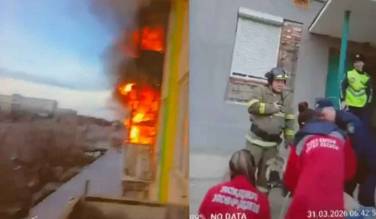 Ұлытау облысында полицейлер ер адамды жанып жатқан пәтерден алып шықты