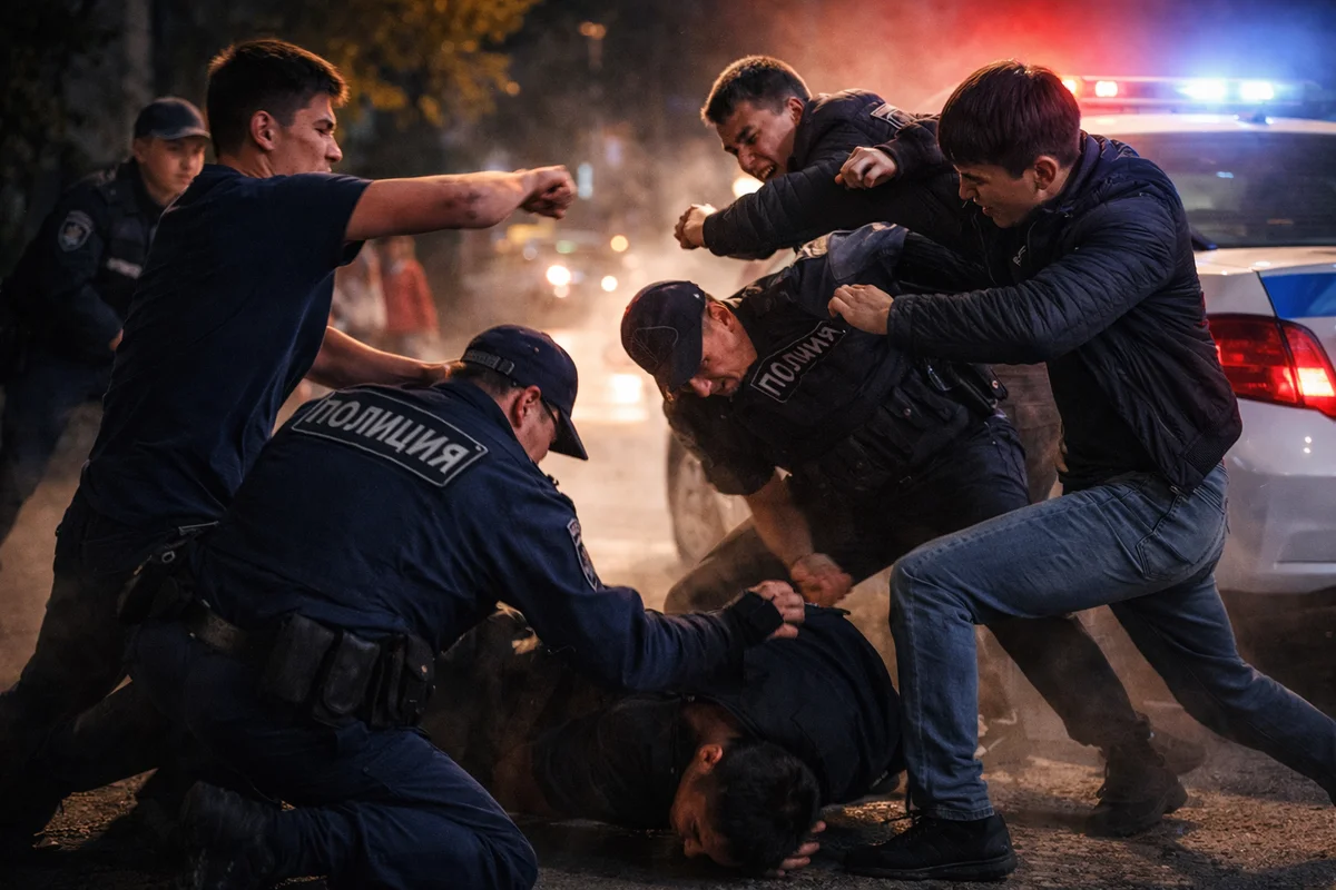 Қостанайда полицейді балалардың көзінше жабылып соққыға жыққандар ұсталды