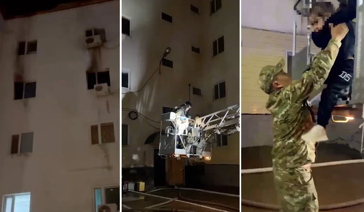 Сәтбаевта көпқабатты үйден өрт шығып, төрт бала автосатымен құтқарылды (ВИДЕО)