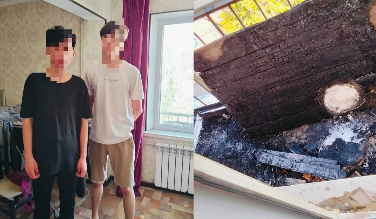 «Балалар ұйықтап жатқан»: Қызылордада полицей өртеніп жатқан пәтерден екі баланы аман алып шықты (ВИДЕО)