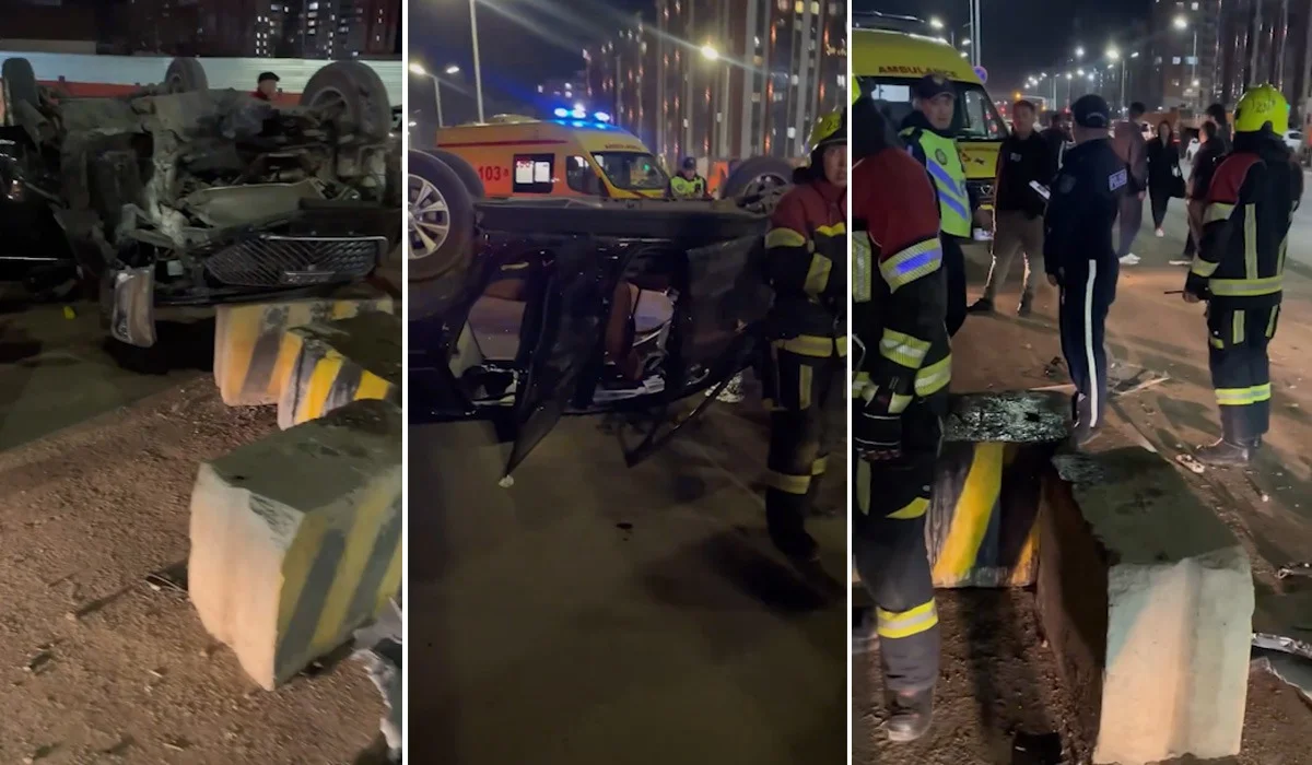 Астанада «Haval» жүргізушісі бетонға соғылып, көліктің күл-талқаны шыққан (ВИДЕО)