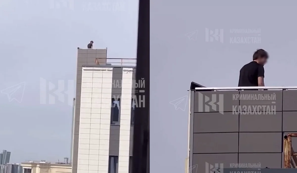 Елордада жас жігіт биік үйдің шатырынан «секіремін» деп елді дүрліктірді (ВИДЕО)