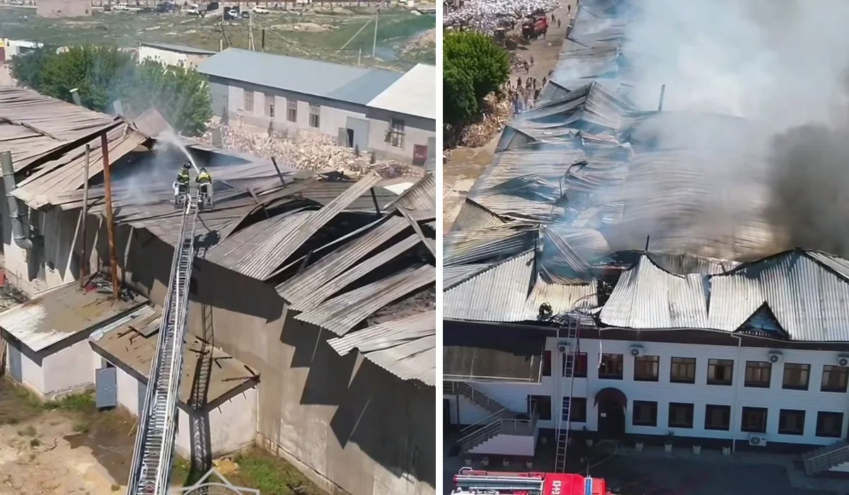 Түркістан облысында жиһаз цехы алапат отқа оранды (ВИДЕО)