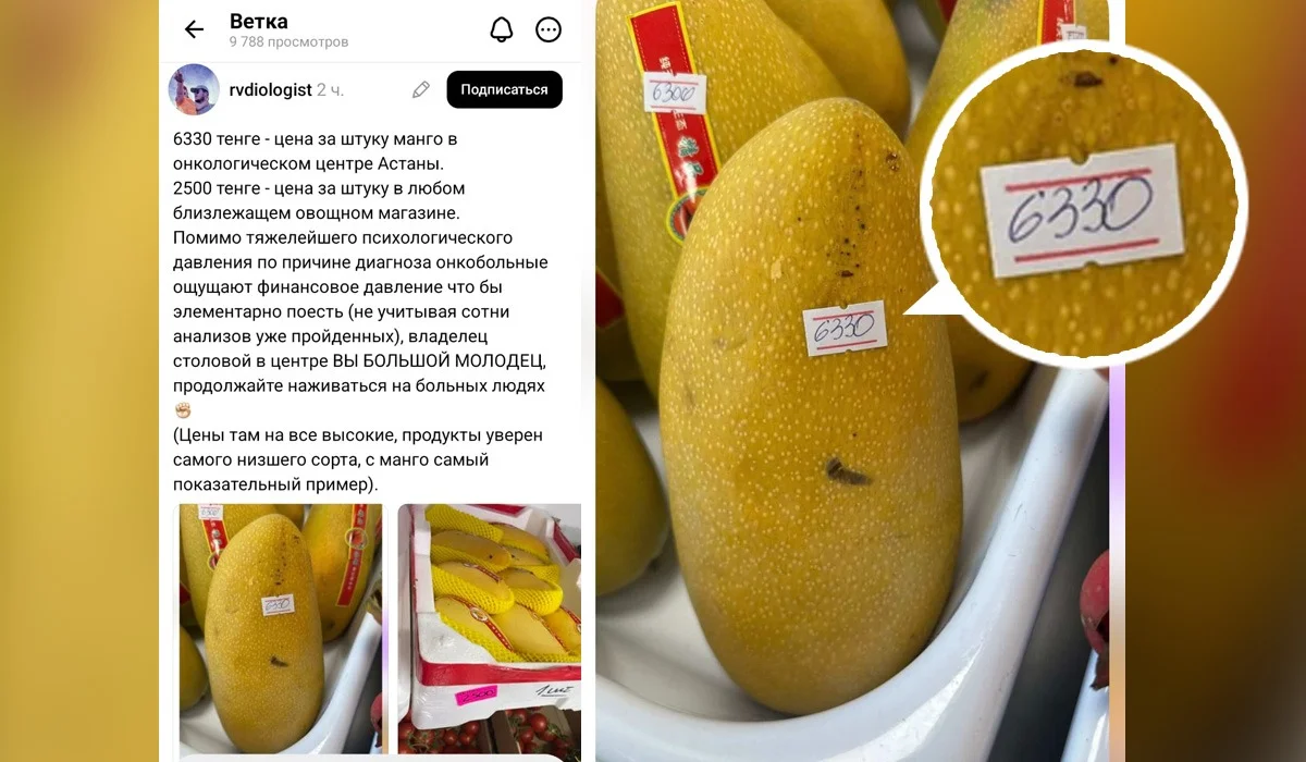 «Онсыз да қиналып жүр емес пе!?»: Астанадағы онкология орталығы науқастарға манго жемісін 6330 теңгеден сатып жатыр