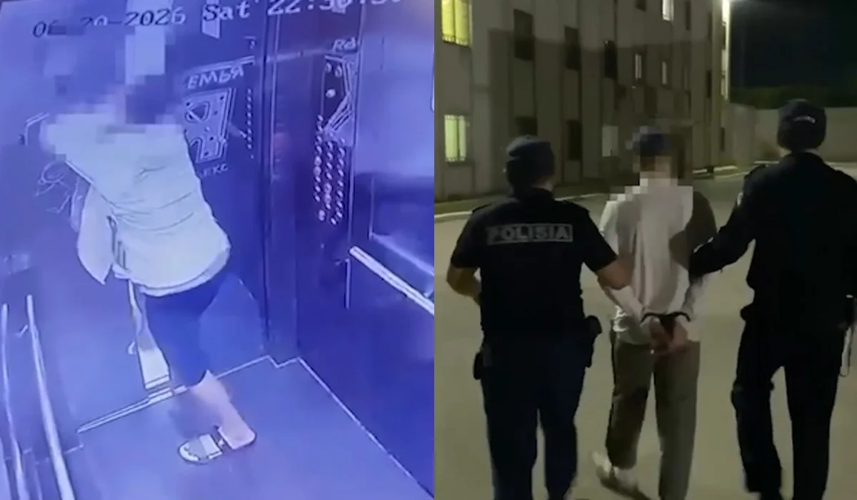 Астанада ішіп алған ер адам лифтінің есігін теуіп сындырды: шығын – 1,5 млн теңге (ВИДЕО)