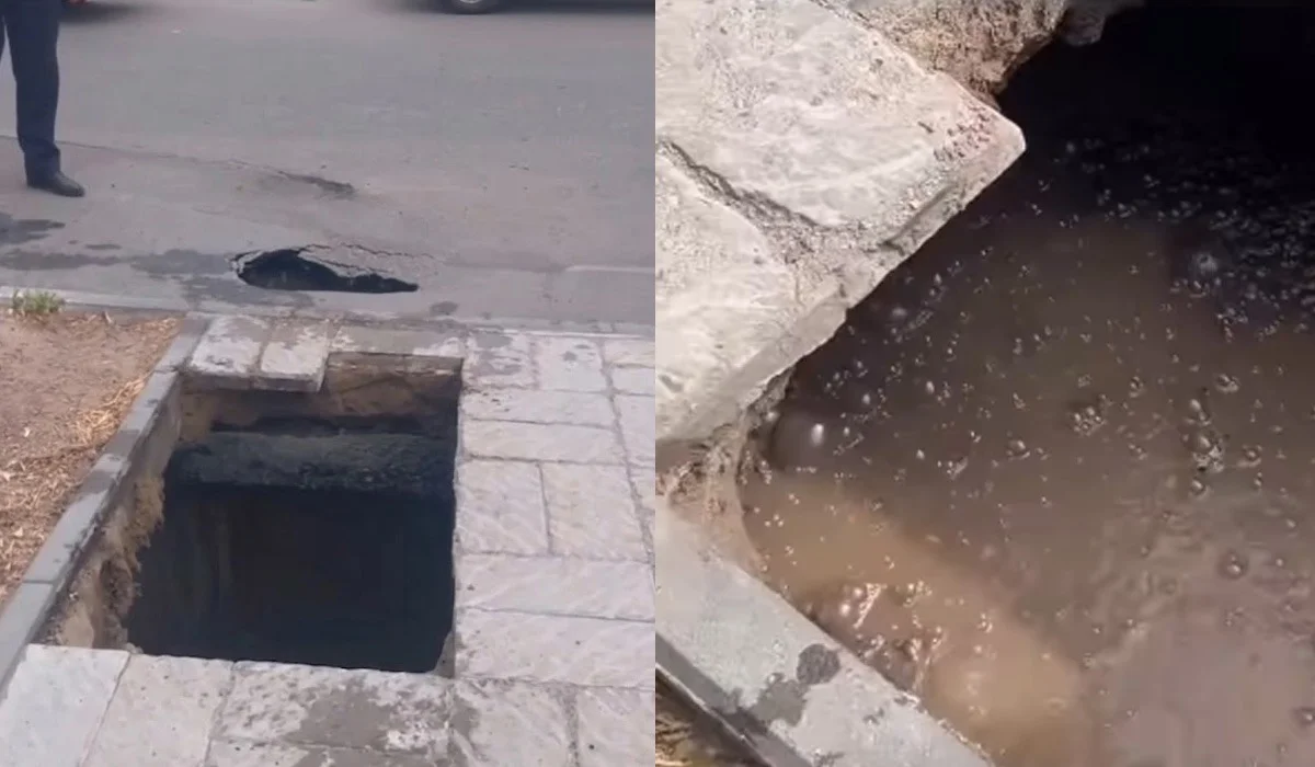 Павлодарда тротуар опырылып, ер адам қайнаған суға түсіп кеткен