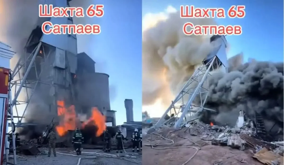 Сәтбаев маңындағы шахтада болған өрт видеоға түсіп қалды