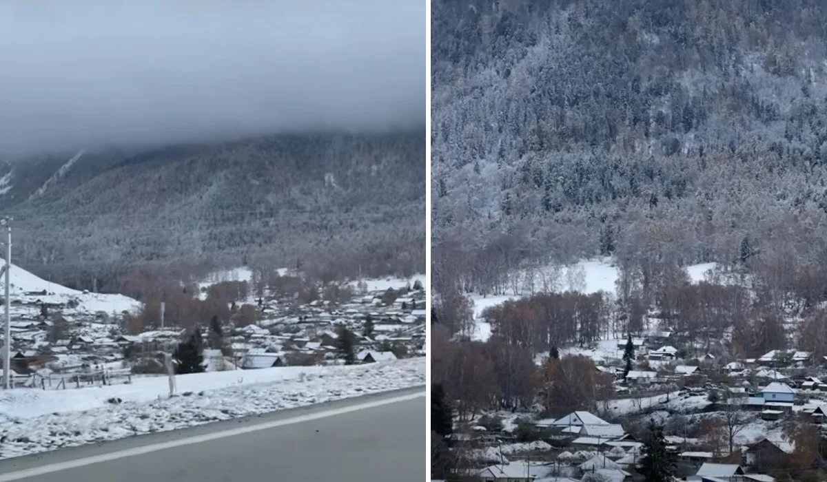 Алғашқы аяз түсті: Қатонқарағайдың тауларына қалың қар жауа бастады (ВИДЕО)