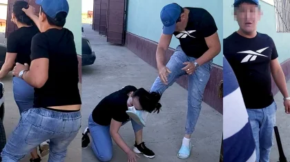 Шымкент тұрғыны жұрттың көзінше әйелін сабап тастады (ВИДЕО)