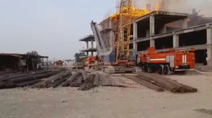 Шымкентте салынып жатқан әуежай терминалы өртенді
