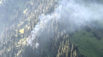 Алматыда таудан шыққан өрт тікұшақпен сөндіріліп жатыр