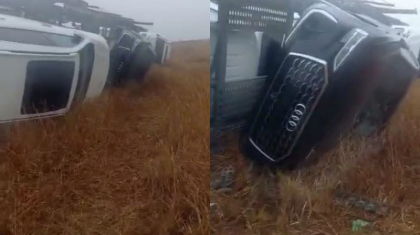 Ақмола облысында 6 автокөлік тиелген КамАЗ аударылып қалды