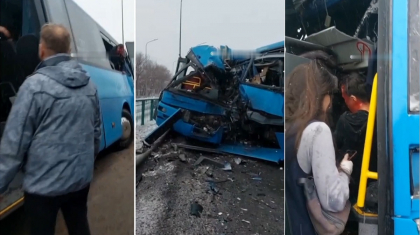 «Жүргізуші оқиға орнында көз жұмды»: Қарағандыда екі автобус соқтығысты