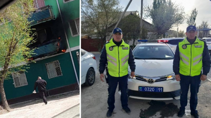 Қызылордалық полицейлердің екі жасөспірімді өрттен құтқару сәті видеоға түсіп қалған