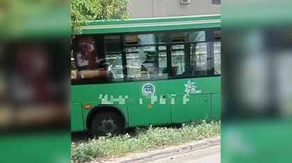 Алматыда автобус әкімшілік ғимараттың қоршауына соғылды