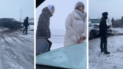 Ақмола облысында бір мезетте 15 көлік соқтығысып, бір адам зардап шекті