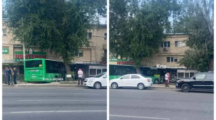 Алматыда жолаушылар автобусы алдымен жеңіл көлікке, содан кейін ғимаратқа соғылды