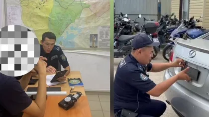 Ақтөбеде камераның алдында нөмірі «бұғып» қалатын Lexus ұсталды (ВИДЕО)