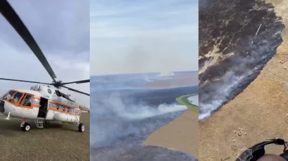 Қостанайдағы алапат өртті сөндіруге тікұшақ тартылды (ВИДЕО)