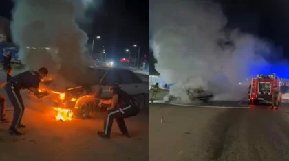 Абай облысында ескі көліктен өрт шығып, ішіндегі екі адам тірідей жанып кете жаздады