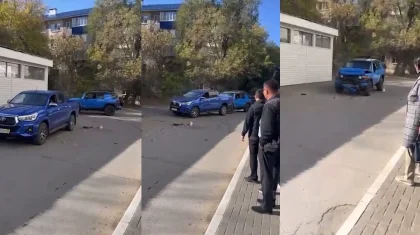 Оралда екі жүргізуші сөзге келіп, артынша бірі екіншісінің көлігін әдейі соғып кетті (ВИДЕО)