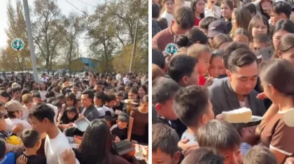 Алматыда тортқа таласқан жұрттың видеосы тарады (ВИДЕО)