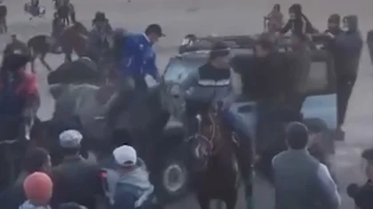 Қызылорда облысында көкпарда автокөлік аттарды қағып кетті (ВИДЕО)