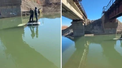 Түркістан облысында екі адам мінген көлік суға түсіп кетті