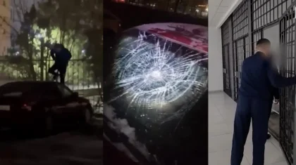 Астанада 20 жастағы жігіт тұрақтағы көліктің үстіне шығып, секірді (ВИДЕО)