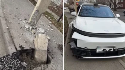 Талдықорғанда әйел адам мас күйінде рульге отырып, бағанаға соғылды (ВИДЕО)