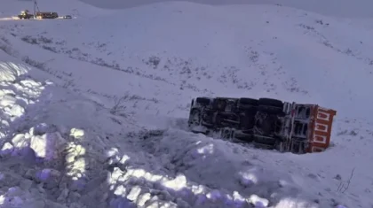 ШҚО-да жүк көлігі жолдан шығып кетіп, аударылып қалды