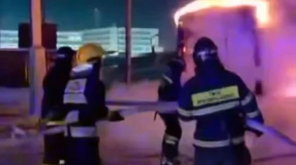 Астанада жол бойында автобус түгелдей өртеніп кетті