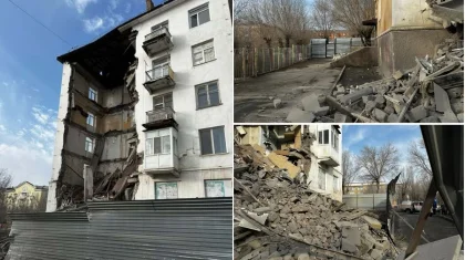 Балқашта көпқабатты үйдің бір бөлігі опырылып түсті: желіде қорқынышты апаттың видеосы тарап жатыр