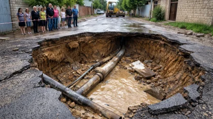 Шымкентте жаңбырдан кейін жаңа төселген жол шөгіп кетті