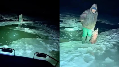 СҚО-да 50-ден асқан ер адам жұқа мұз үстінде қалып қойып, өзен суына ағып кете жаздады (ВИДЕО)