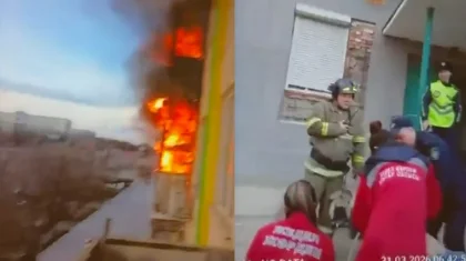 Ұлытау облысында полицейлер ер адамды жанып жатқан пәтерден алып шықты