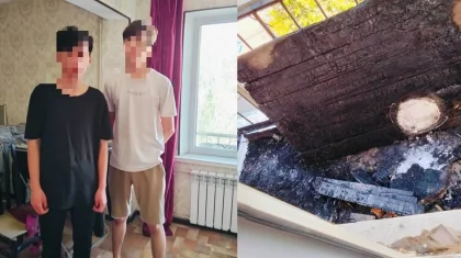 «Балалар ұйықтап жатқан»: Қызылордада полицей өртеніп жатқан пәтерден екі баланы аман алып шықты (ВИДЕО)