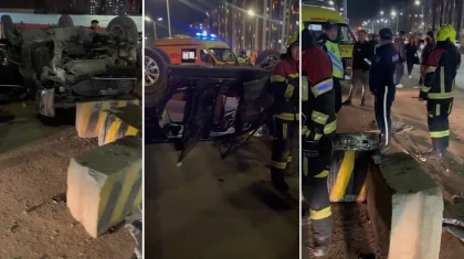 Астанада «Haval» жүргізушісі бетонға соғылып, көліктің күл-талқаны шыққан (ВИДЕО)