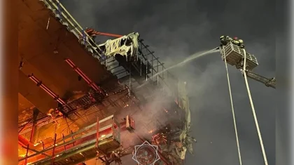 Павлодарда әлі салынып бітпеген көпірден үшінші рет өрт шықты